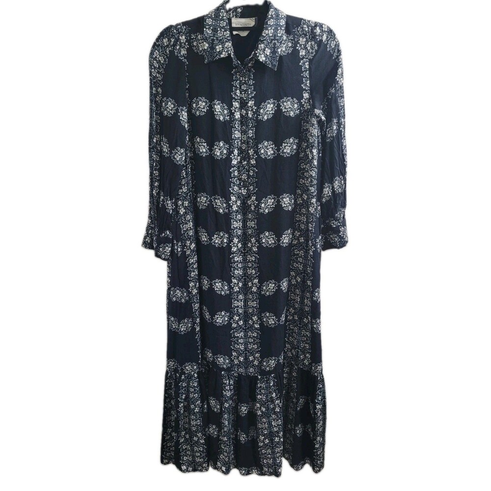 Hyacinth House Miller Maxi Dress S Navy Floral Tuckernuck Tiered Shirt Dress
